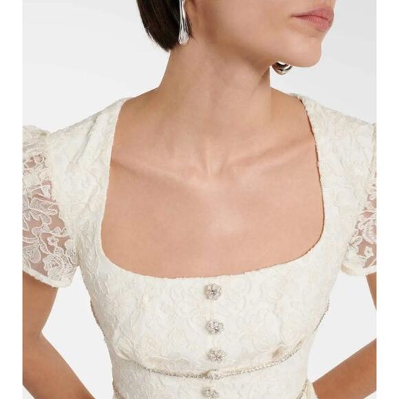 Self-Portrait Diamante Embellished Lace Midi Dress NWT  Size 4 - Picture 3 of 8